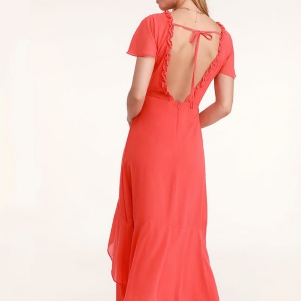 Lulu’s NWT Pour The Champagne Coral Maxi Dress S - Picture 4 of 12